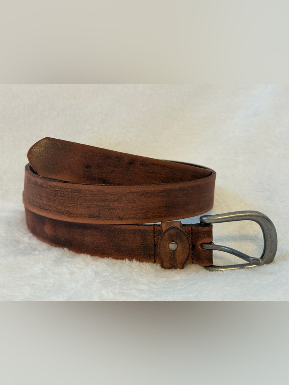 Brown Leather Belt - Classic Casual Style, Size L (43”)